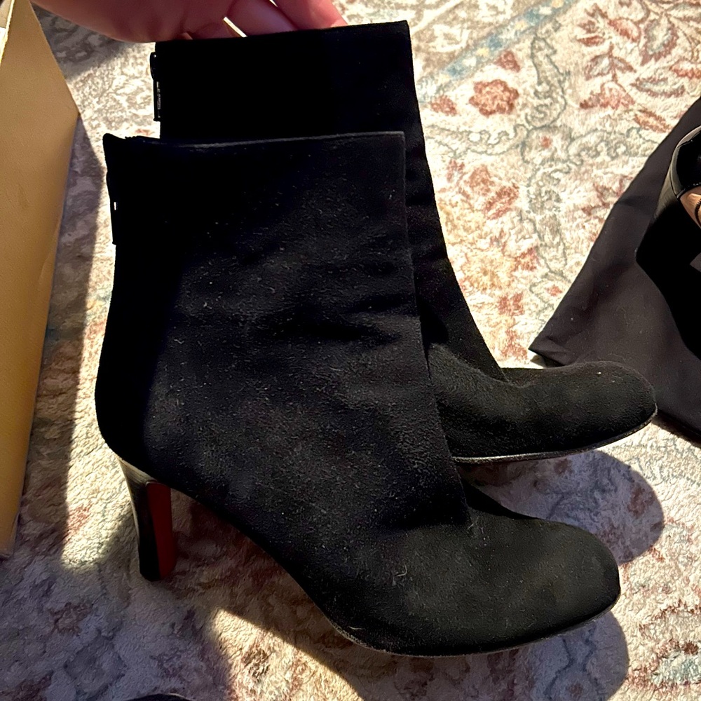 Christian Louboutin Black Suede Ankle Boots